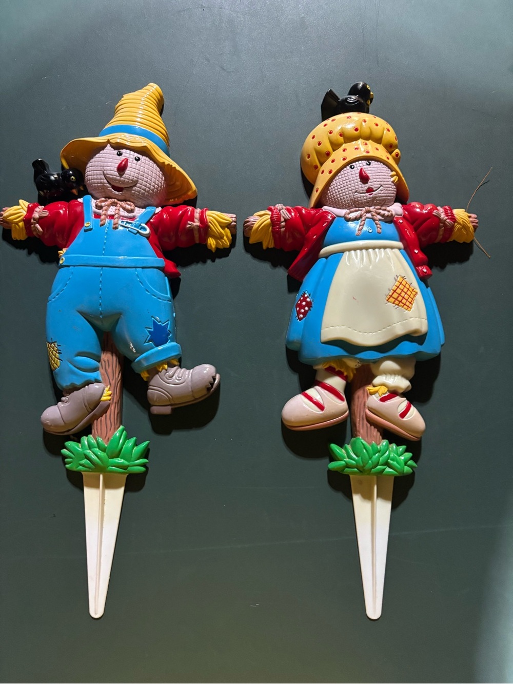 Blue & Red Scarecrow Garden stakes